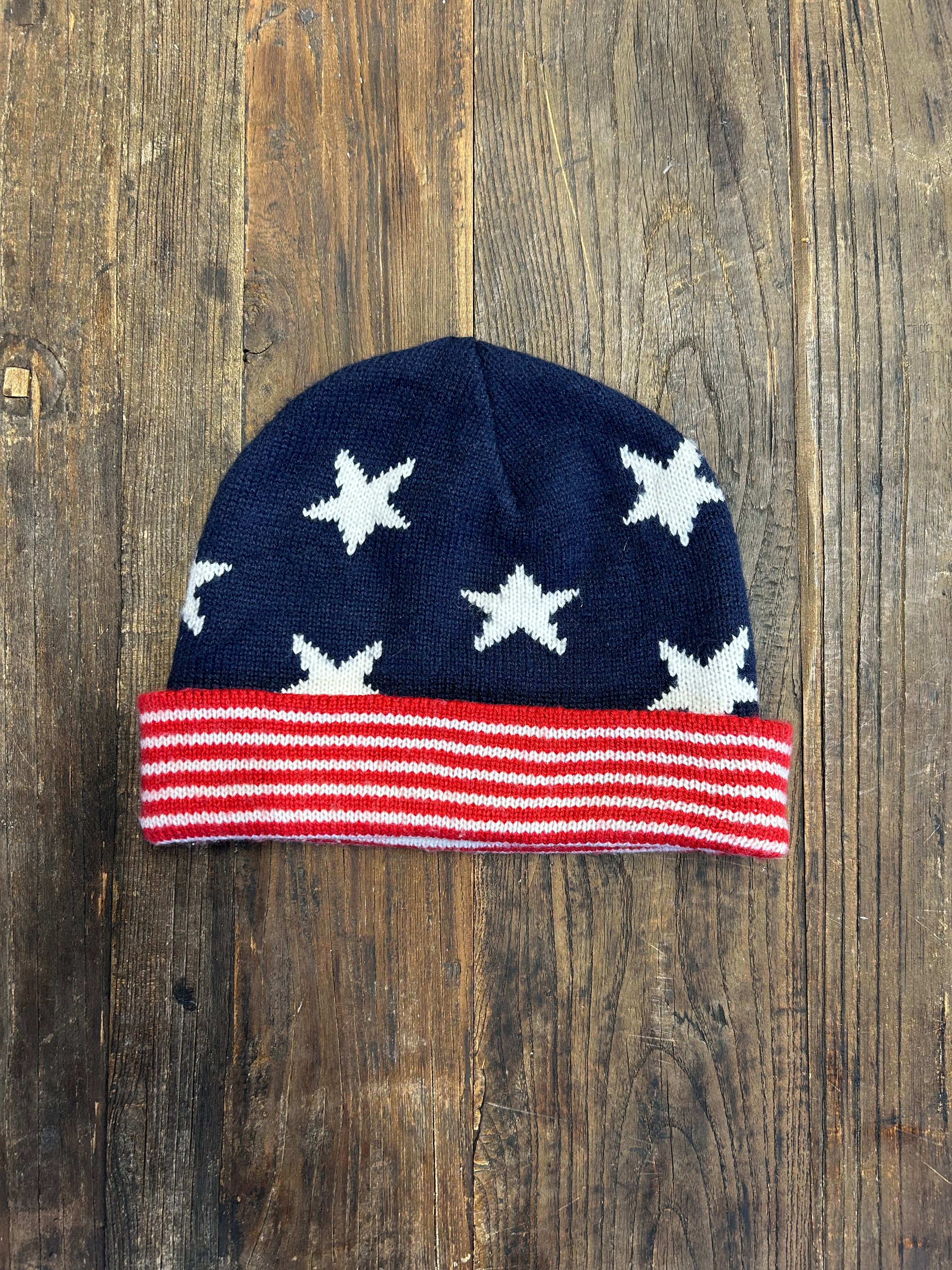 USA STARS AND STRIPES BEANIE HAT